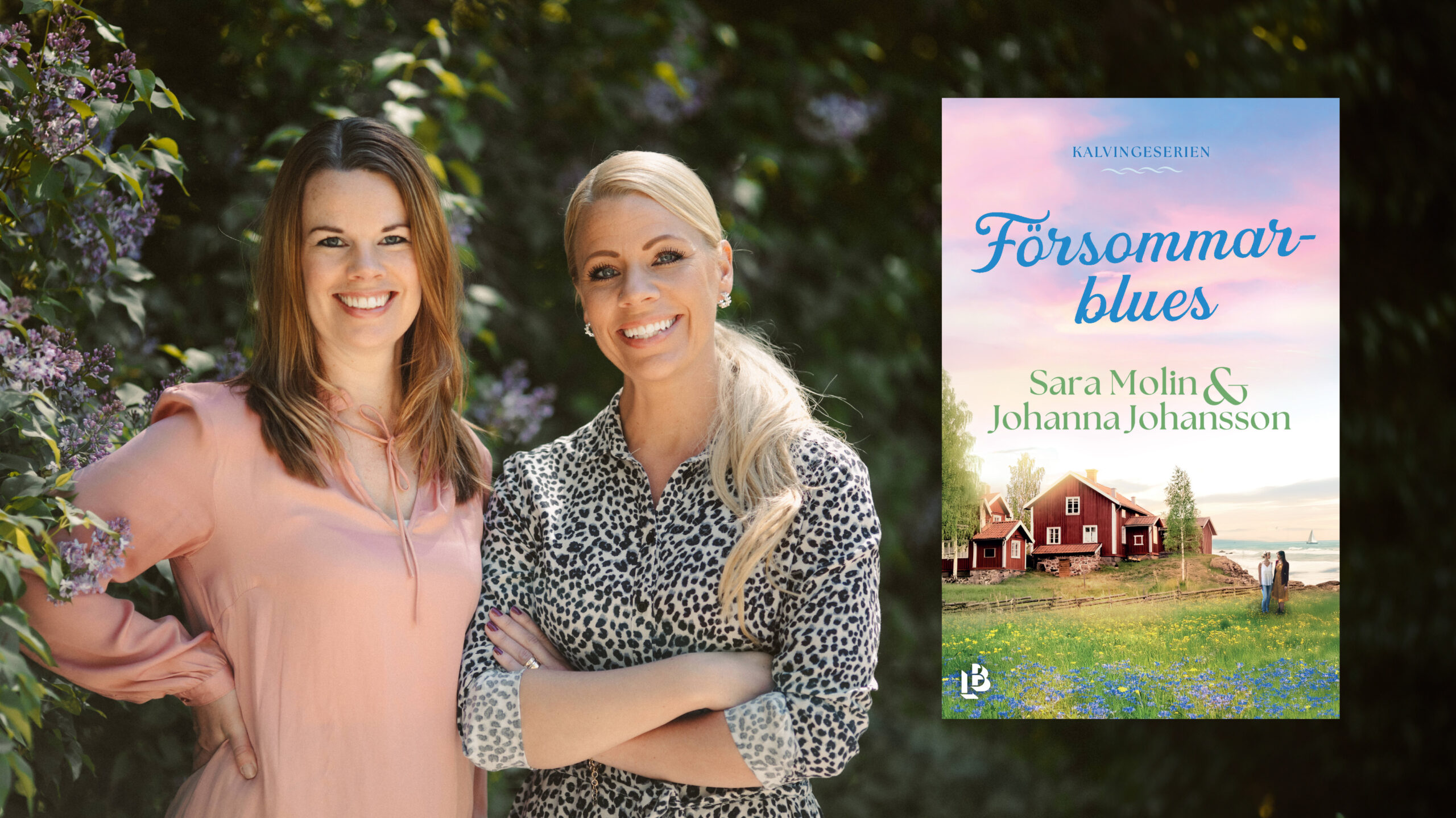 Författarna Sara Molin Johanna Johansson och omslagsbild till boken Försommarblues.